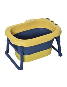 HOMCOM Baby Bathtub for 0-6 Years Collapsible Non-Slip Portable with Stool Seat for Newborns Infants Toddlers Kids - Yellow