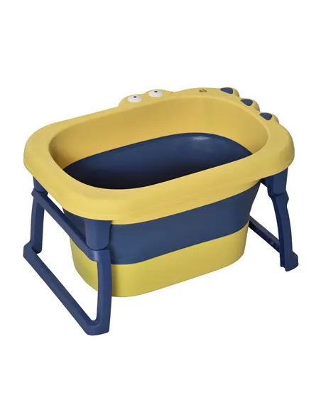HOMCOM Baby Bathtub for 0-6 Years Collapsible Non-Slip Portable with Stool Seat for Newborns Infants Toddlers Kids - Yellow