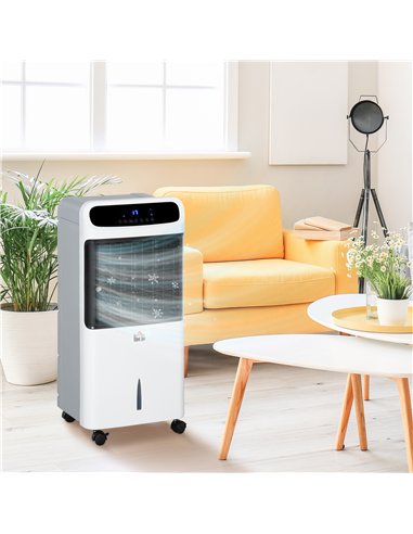 HOMCOM Mobile Air Cooler, 12L Tank Evaporative Ice Cooling Fan Water Conditioner Humidifier Unit with 3 Modes, 3 Speed, Remote, 