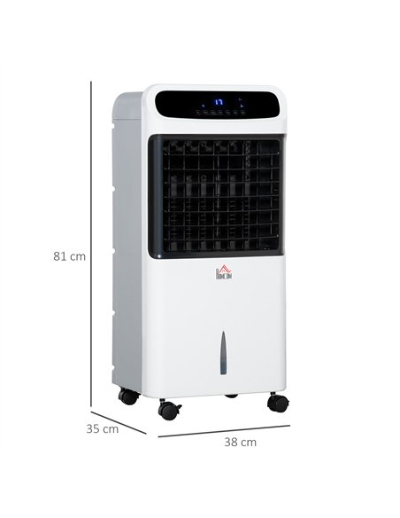 HOMCOM Mobile Air Cooler, 12L Tank Evaporative Ice Cooling Fan Water Conditioner Humidifier Unit with 3 Modes, 3 Speed, Remote, 