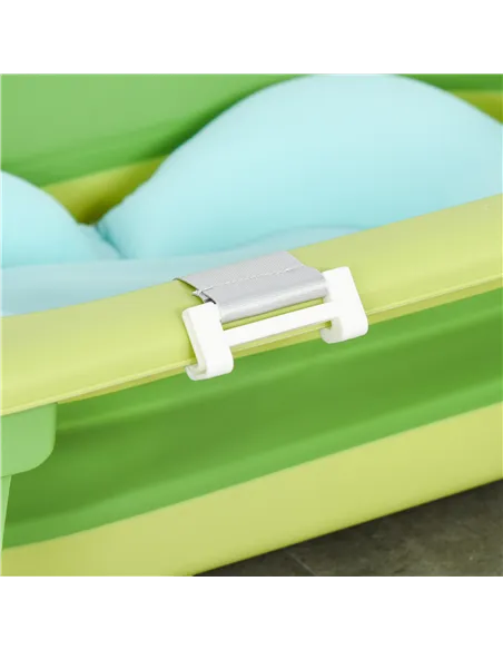 HOMCOM Baby Bath Tub for Toddler Kids Infant Ergonomic Foldable Secure Non-Slip Portable with Baby Cushion for 0-3 Years Green