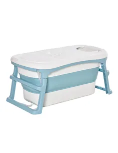 HOMCOM Foldable Bathtub Kids Bath Tub with Lid Large Freestanding Bathtubs Home Sauna for Toddler Children Teenage 1 - 12 Years