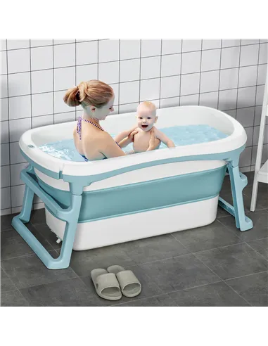 HOMCOM Foldable Bathtub Kids Bath Tub with Lid Large Freestanding Bathtubs Home Sauna for Toddler Children Teenage 1 - 12 Years
