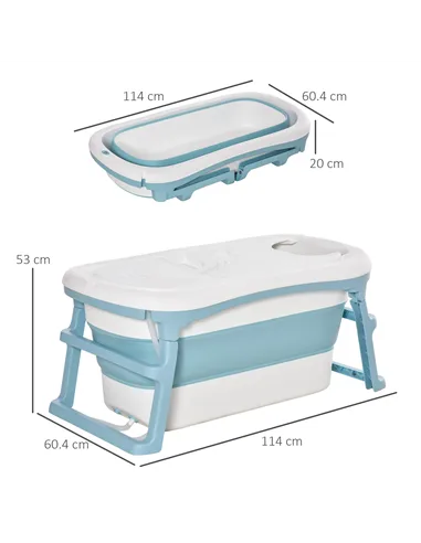 HOMCOM Foldable Bathtub Kids Bath Tub with Lid Large Freestanding Bathtubs Home Sauna for Toddler Children Teenage 1 - 12 Years