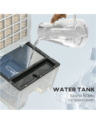 HOMCOM Mobile Air Cooler, 12L Tank Evaporative Ice Cooling Fan Water Conditioner Humidifier Unit with 3 Modes, 3 Speed, Remote, 