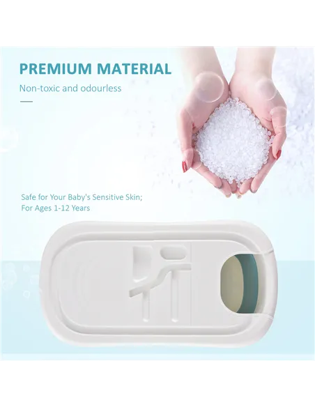 HOMCOM Foldable Bathtub Kids Bath Tub with Lid Large Freestanding Bathtubs Home Sauna for Toddler Children Teenage 1 - 12 Years