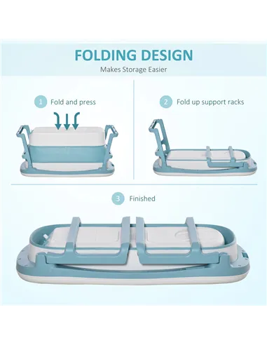 HOMCOM Foldable Bathtub Kids Bath Tub with Lid Large Freestanding Bathtubs Home Sauna for Toddler Children Teenage 1 - 12 Years