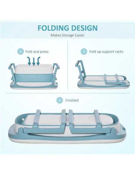 HOMCOM Foldable Bathtub Kids Bath Tub with Lid Large Freestanding Bathtubs Home Sauna for Toddler Children Teenage 1 - 12 Years