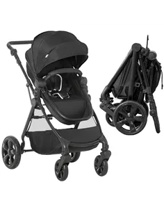 HOMCOM Foldable Baby Stoller, with Reclining Backrest, Adjustable Canopy, for Ages 0-36 Months - Black