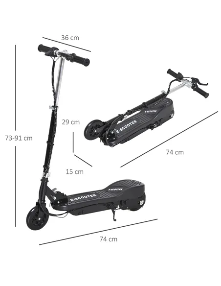 HOMCOM Folding Kids Electric Scooter Ride on Toy, Age 7-14-Black
