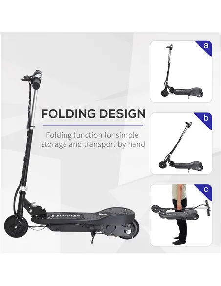 HOMCOM Folding Kids Electric Scooter Ride on Toy, Age 7-14-Black