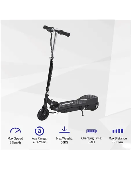 HOMCOM Folding Kids Electric Scooter Ride on Toy, Age 7-14-Black