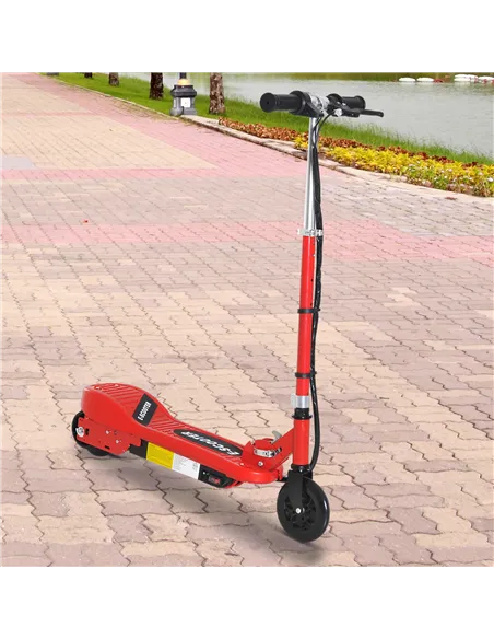 HOMCOM Folding Electric Kids Scooter Ride on Age 7-14, Red/Black