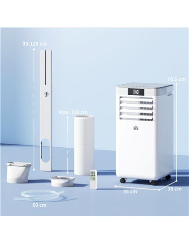 HOMCOM 10000 BTU Air Conditioning Unit, 4-in-1 Portable Air Conditioner, Dehumidifier, Cooling, Fan, Sleep Mode, with Remote Con