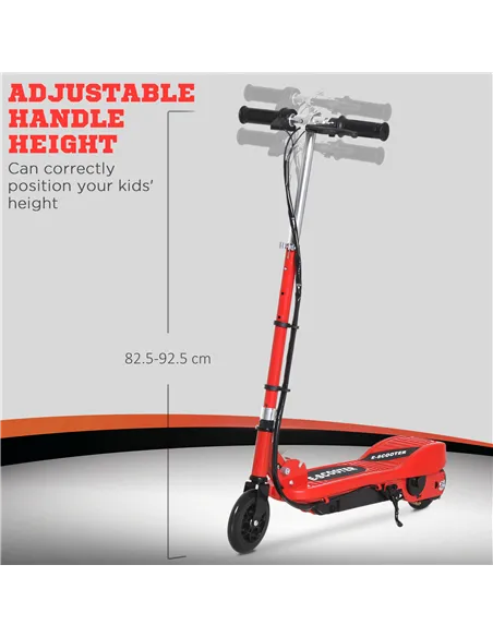 HOMCOM Folding Electric Kids Scooter Ride on Age 7-14, Red/Black