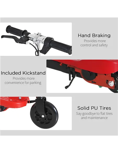 HOMCOM Folding Electric Kids Scooter Ride on Age 7-14, Red/Black