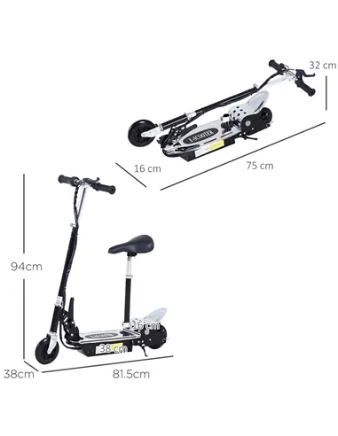 HOMCOM Electric Scooter for Kids, Foldable Powered Scooters for Age 7-12 with 120W Motor, Up to 10 KM/H & 8 KM, Adjustable Ride 