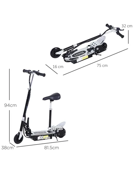 HOMCOM Electric Scooter for Kids, Foldable Powered Scooters for Age 7-12 with 120W Motor, Up to 10 KM/H & 8 KM, Adjustable Ride 