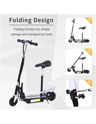 HOMCOM Electric Scooter for Kids, Foldable Powered Scooters for Age 7-12 with 120W Motor, Up to 10 KM/H & 8 KM, Adjustable Ride 