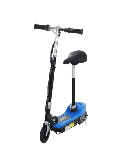 HOMCOM Foldable Electric Scooter for Kids 12V 120W W/Brake Kickstand -Blue