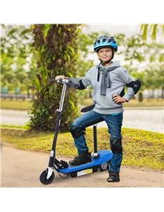 HOMCOM Foldable Electric Scooter for Kids 12V 120W W/Brake Kickstand -Blue 2