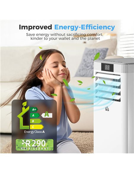 HOMCOM 10000 BTU Air Conditioning Unit, 4-in-1 Portable Air Conditioner, Dehumidifier, Cooling, Fan, Sleep Mode, with Remote Con