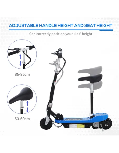 HOMCOM Foldable Electric Scooter for Kids 12V 120W W/Brake Kickstand -Blue