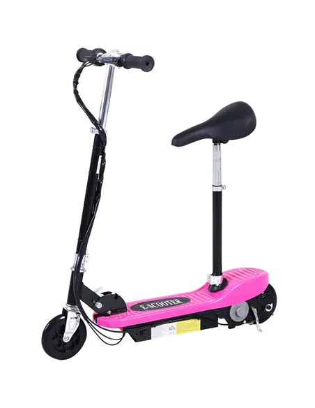 HOMCOM Foldable Electric Scooter Ride on for Kids 12V 120W W/Brake Kickstand-Pink