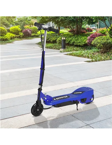 HOMCOM Folding Electric Kids Scooter Ride on Age 7-14, Blue/Black