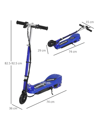 HOMCOM Folding Electric Kids Scooter Ride on Age 7-14, Blue/Black