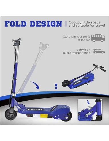 HOMCOM Folding Electric Kids Scooter Ride on Age 7-14, Blue/Black