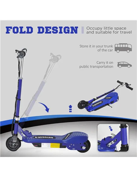 HOMCOM Folding Electric Kids Scooter Ride on Age 7-14, Blue/Black