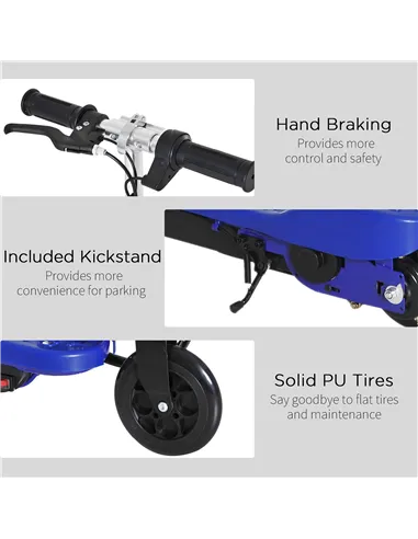 HOMCOM Folding Electric Kids Scooter Ride on Age 7-14, Blue/Black