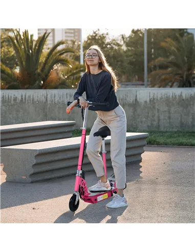 HOMCOM Electric Scooter for Kids, Foldable Powered Scooters for Age 7-12 with 120W Motor, Up to 10 KM/H & 8 KM, Adjustable Ride 