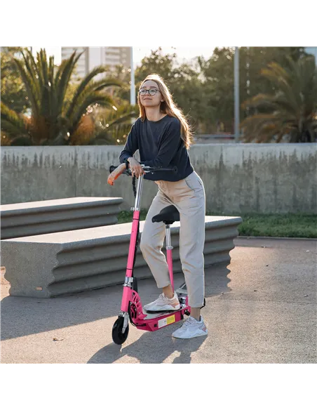 HOMCOM Electric Scooter for Kids, Foldable Powered Scooters for Age 7-12 with 120W Motor, Up to 10 KM/H & 8 KM, Adjustable Ride 