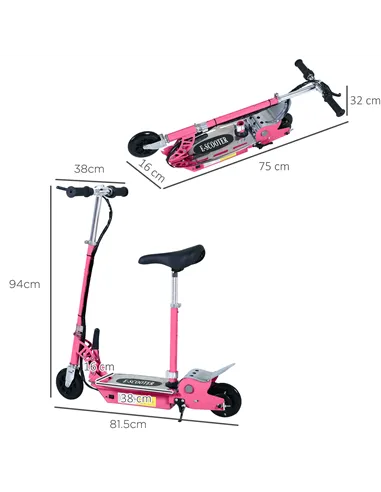 HOMCOM Electric Scooter for Kids, Foldable Powered Scooters for Age 7-12 with 120W Motor, Up to 10 KM/H & 8 KM, Adjustable Ride 