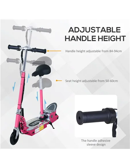 HOMCOM Electric Scooter for Kids, Foldable Powered Scooters for Age 7-12 with 120W Motor, Up to 10 KM/H & 8 KM, Adjustable Ride 