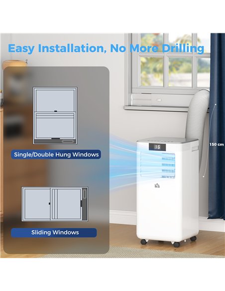 HOMCOM 10000 BTU Air Conditioning Unit, 4-in-1 Portable Air Conditioner, Dehumidifier, Cooling, Fan, Sleep Mode, with Remote Con