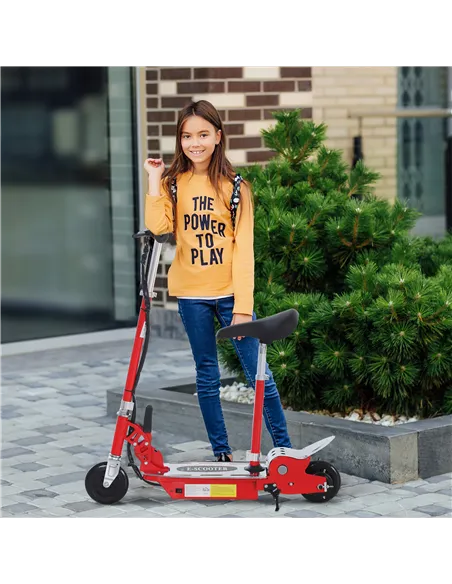 HOMCOM Foldable Electric Scooter for Teens Over 7 years old 12V Battery 120W-Red