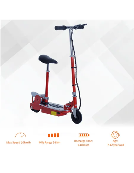 HOMCOM Foldable Electric Scooter for Teens Over 7 years old 12V Battery 120W-Red