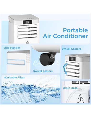 HOMCOM 10000 BTU Air Conditioning Unit, 4-in-1 Portable Air Conditioner, Dehumidifier, Cooling, Fan, Sleep Mode, with Remote Con