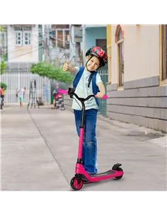 HOMCOM Electric Scooter, 120W Motor E-Scooter, Adjustable Height, Rear Brake for Ages 6+ Years - Pink 2