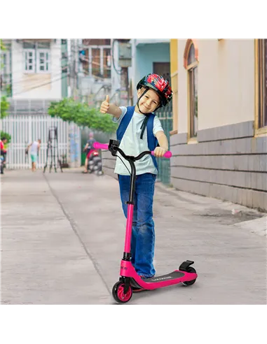 HOMCOM Electric Scooter, 120W Motor E-Scooter, Adjustable Height, Rear Brake for Ages 6+ Years - Pink