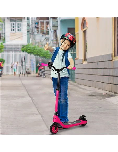 HOMCOM Electric Scooter, 120W Motor E-Scooter, Adjustable Height, Rear Brake for Ages 6+ Years - Pink