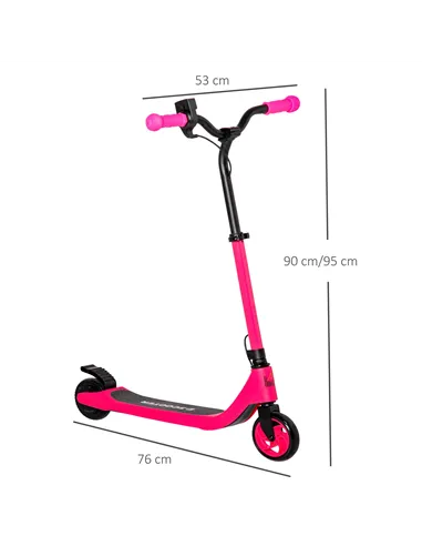 HOMCOM Electric Scooter, 120W Motor E-Scooter, Adjustable Height, Rear Brake for Ages 6+ Years - Pink