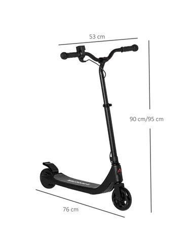 HOMCOM Electric Scooter, 120W Motor E-Scooter, Adjustable Height, Rear Brake for Ages 6+ Years - Black