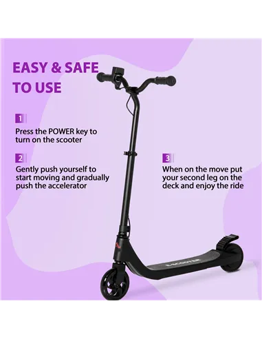 HOMCOM Electric Scooter, 120W Motor E-Scooter, Adjustable Height, Rear Brake for Ages 6+ Years - Black