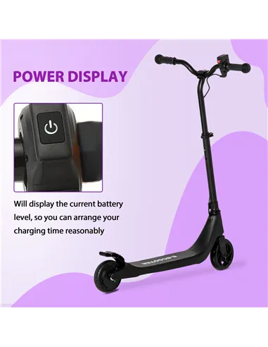 HOMCOM Electric Scooter, 120W Motor E-Scooter, Adjustable Height, Rear Brake for Ages 6+ Years - Black