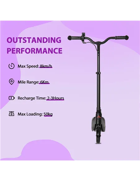 HOMCOM Electric Scooter, 120W Motor E-Scooter, Adjustable Height, Rear Brake for Ages 6+ Years - Black