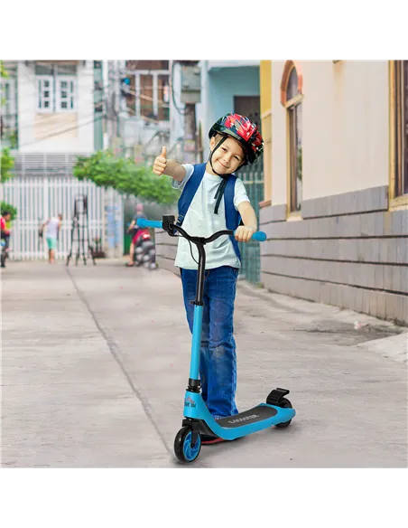 HOMCOM Electric Scooter, 120W Motor E-Scooter, Adjustable Height, Rear Brake for Ages 6+ Years - Blue